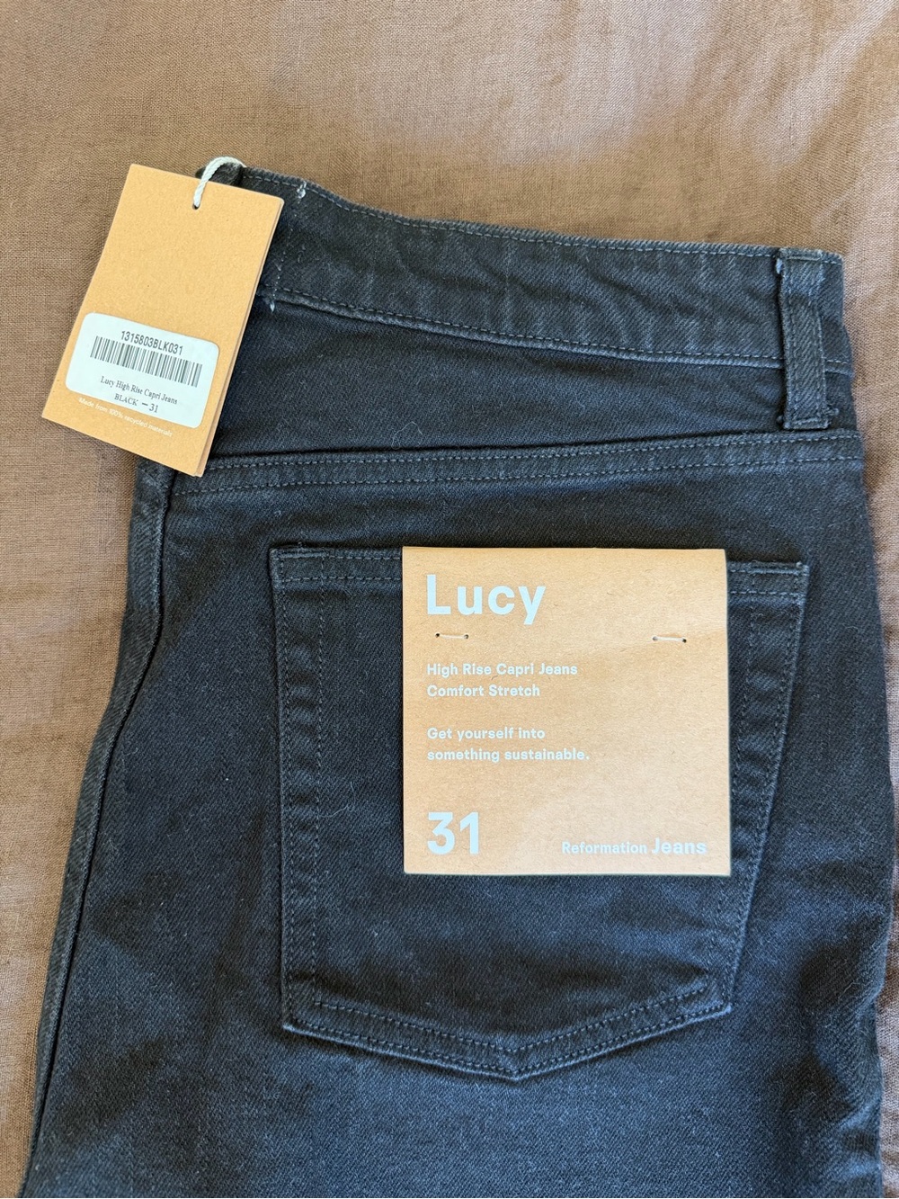 Reformation Lucy High-Rise Capri Jeans in Black